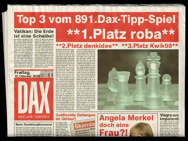893.DAX Tipp-Spiel *Dienstag* 14.10.08, 17.45 Uhr 192255