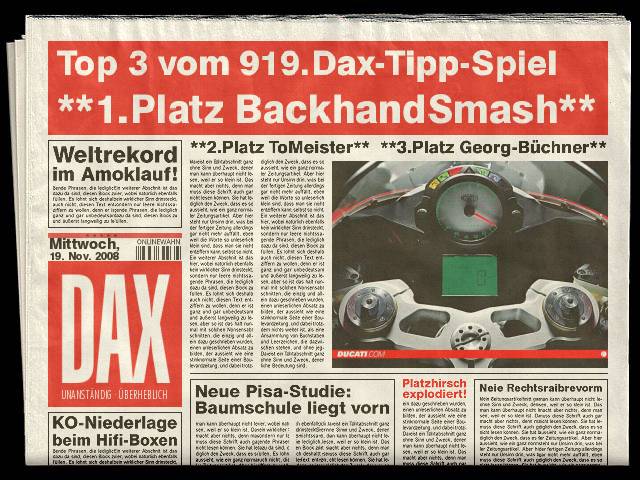 921.DAX Tipp-Spiel *Freitag* 21.11.08, 17.45 Uhr 200712