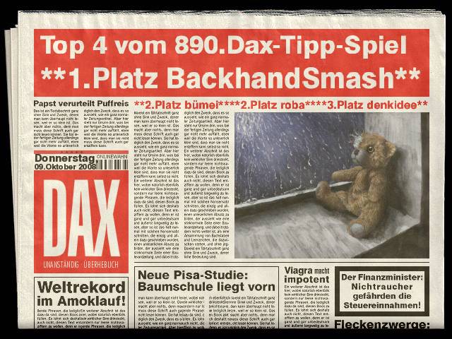 891.DAX Tipp-Spiel *Freitag* 10.10.08, 17.45 Uhr 191489
