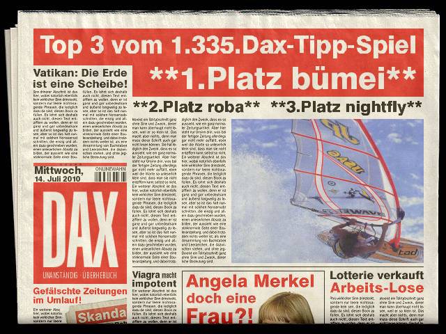 1.336.DAX Tipp-Spiel, Donnerstag, 15.07.10 332132