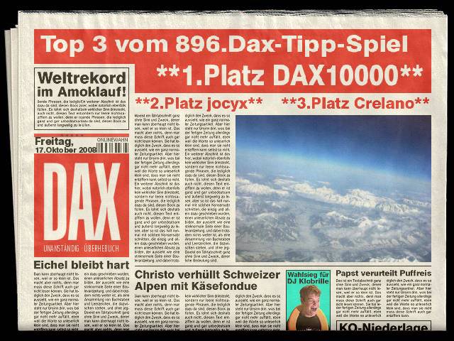 898.DAX Tipp-Spiel *Dienstag* 21.10.08, 17.45 Uhr 193896