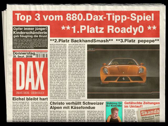 882.DAX Tipp-Spiel *Montag* 29.09.08, 17.45 Uhr 188837