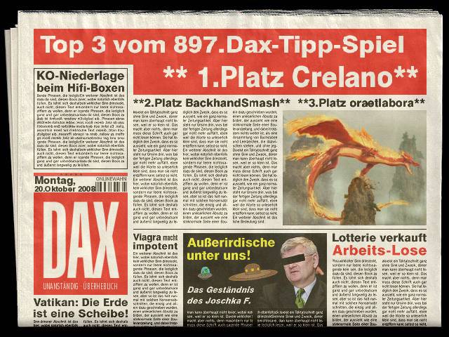 898.DAX Tipp-Spiel *Dienstag* 21.10.08, 17.45 Uhr 194036