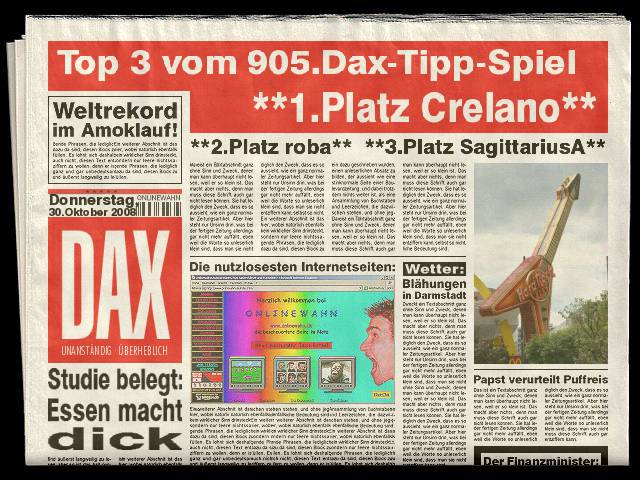 907.DAX Tipp-Spiel *Montag* 03.11.08, 17.45 Uhr 196340