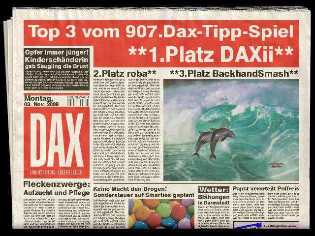 909.DAX Tipp-Spiel *Mittwoch* 05.11.08, 17.45 Uhr 197011