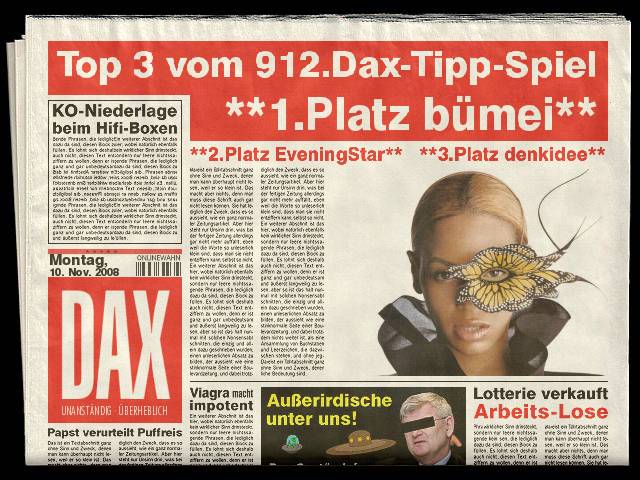 913.DAX Tipp-Spiel *Dienstag* 11.11.08, 17.45 Uhr 198437