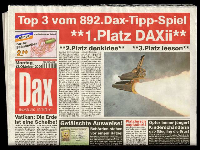 893.DAX Tipp-Spiel *Dienstag* 14.10.08, 17.45 Uhr 192404