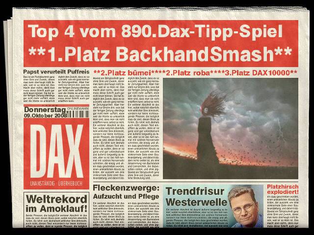 891.DAX Tipp-Spiel *Freitag* 10.10.08, 17.45 Uhr 191482