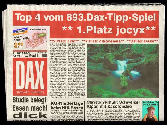 895.DAX Tipp-Spiel *Do* 16.10.08, 17.45 Uhr 192754