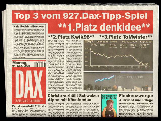 929.DAX Tipp-Spiel *Mittwoch* 03.12.08, 17.45 Uhr 203005