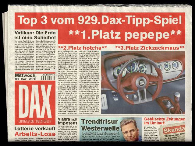 931.DAX Tipp-Spiel *Freitag* 05.12.08, 17.45 Uhr 203470