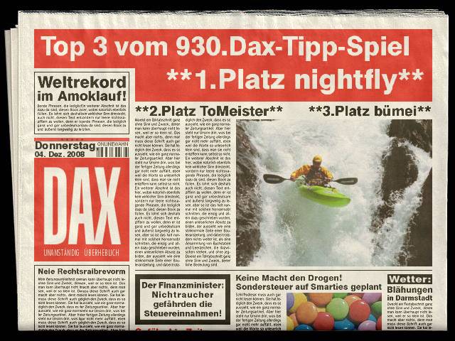 931.DAX Tipp-Spiel *Freitag* 05.12.08, 17.45 Uhr 203621