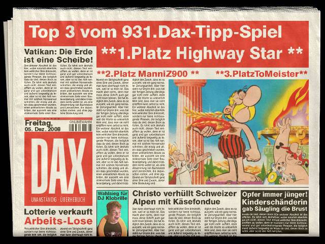 932.DAX Tipp-Spiel *Montag* 08.12.08, 17.45 Uhr 203911