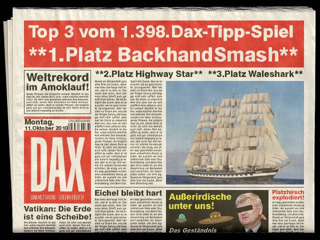 1.399.DAX Tipp-Spiel, Dienstag, 12.10.10 350546
