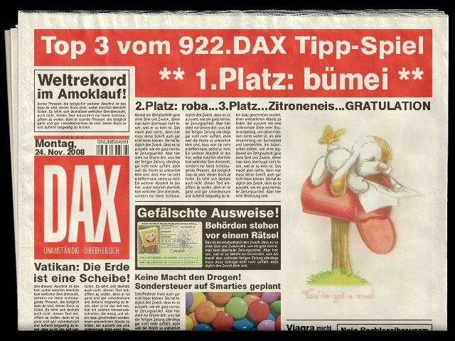 924.DAX Tipp-Spiel *Mittwoch* 26.11.08, 17.45 Uhr 201728