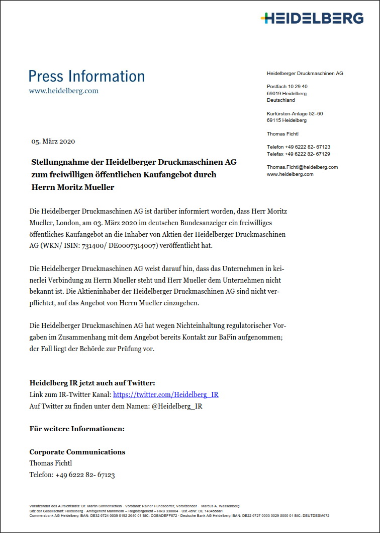 Heidelberger Druckmaschinen wird Gas geben ... 1164539