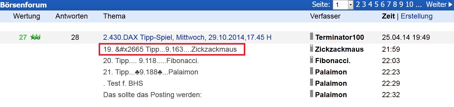 2.430.DAX Tipp-Spiel, Mittwoch, 29.10.2014,17.45 H 769011